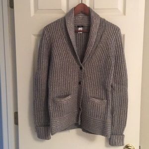 J. Crew Metallic Silver Coatigan